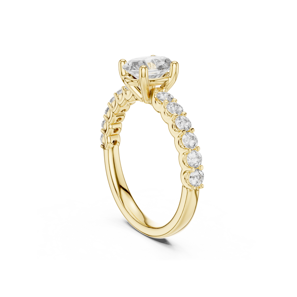 Pave Band Lab Grown Diamond Solitaire Ring