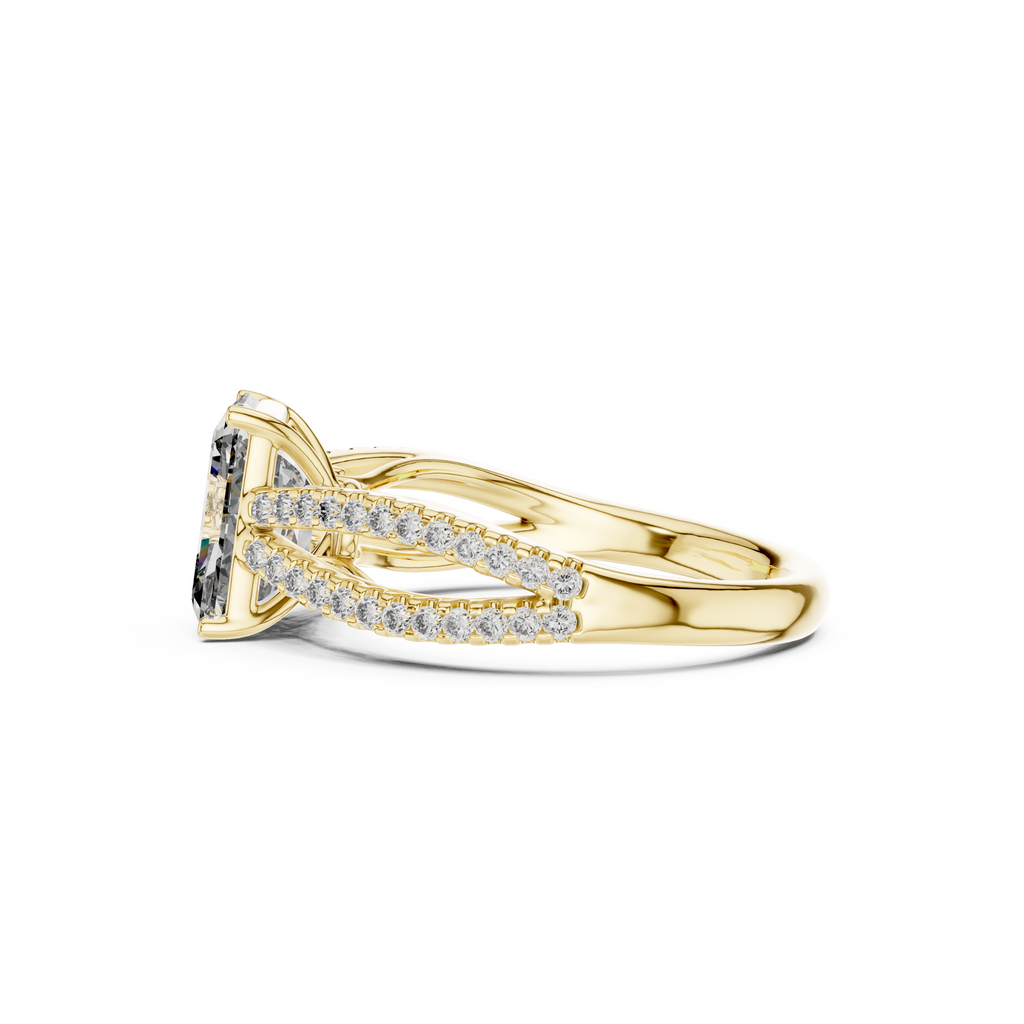 Twin Pave Radiant Lab Grown Diamond Ring