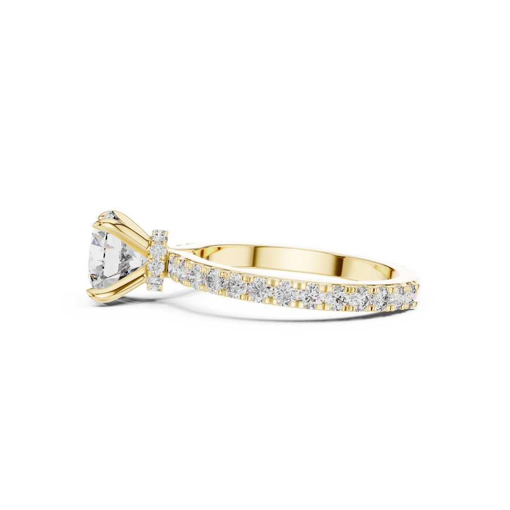 Round-Cut Lab Grown Diamond Ring with Pavé Band